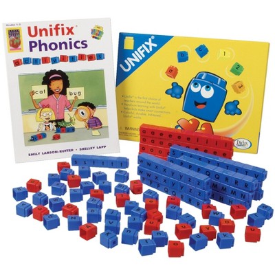 Unifix Letter Cubes Word Building Center, Set of 60 Vowels and 120 Consonants, Red and Blue