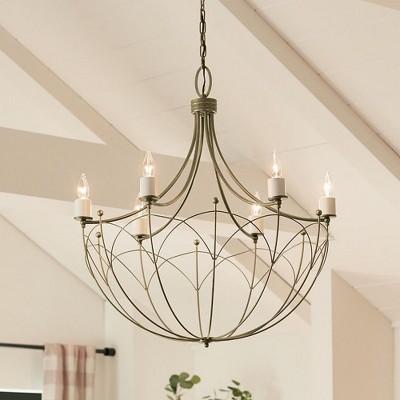 Elegant Topiary 6-Light Character Bronze Chandelier with Vintage Candle Sleeves