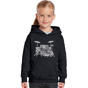 LA Pop Art Girl's Word Art Hooded Sweatshirt - Drums - 1 of 4