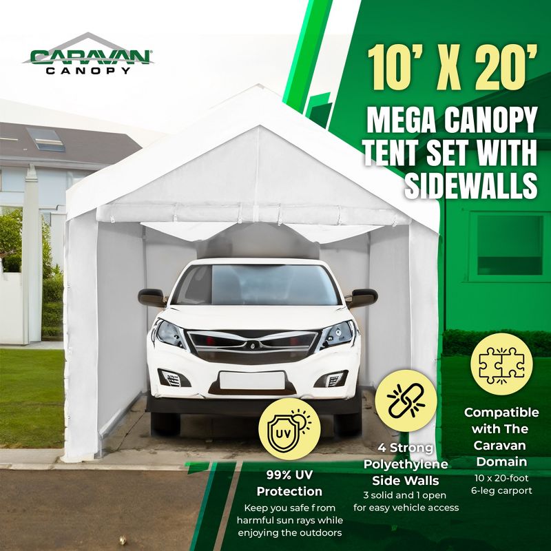 Caravan Canopy Domain 10' x 20' Straight Leg Canopy Tent Set, Sidewalls Only, 2 of 7