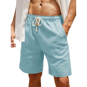 COOFANDY Men's Linen Shorts Casual Elastic Waist Drawstring Summer Beach Shorts - 1 of 4