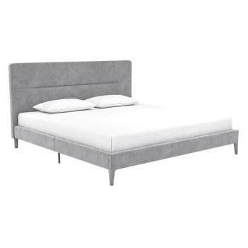 Westerleigh Upholstered Platform Bed with Minimalist Tufted Headboard Light Gray - CosmoLiving by Cosmopolitan