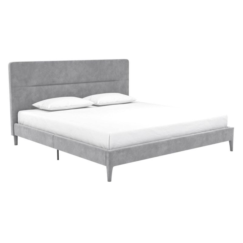 Westerleigh Upholstered Platform Bed with Minimalist Tufted Headboard Light Gray - CosmoLiving by Cosmopolitan, 1 of 12