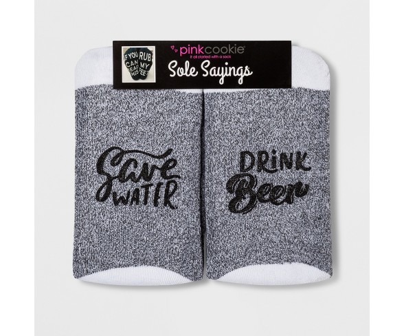 Women's "Save Water Drink Beer" Terry Socks - Gray One Size