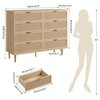 Rattan Dresser with 8 Drawers, Tall Modern Closet with Deep Storage, Large Chest of Drawers with Wide Top - 2 of 4