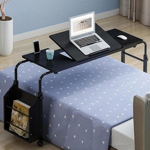 Overbed Table with Wheels - 47.24" Laptop Desk Cart with Adjustable Height, Length & Tilt Board, Cross-Bed Eating Desk for Hospital & Home Use - 1 of 4