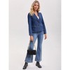 INSPIRE CHIC Women's Notched Lapel Collar Long Sleeve Button Back Slit Fitted Denim Jacket - 3 of 4