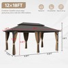 YARDSIGHT Hardtop Patio Gazebo with Aluminum Frame, Double Roof Canopy, Curtains & Netting, All-Weather Shelter for Backyard & Garden - 3 of 4