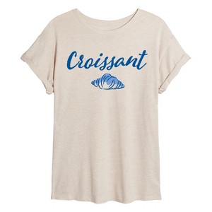 Women's - Instant Message - Croissant -Womens Oversized Graphic T-Shirt Oversized Graphic T-Shirt - 1 of 4