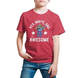 Boys' - Lilo and Stitch - Red White And Awesome Short Sleeve Graphic T-Shirt - 1 of 4
