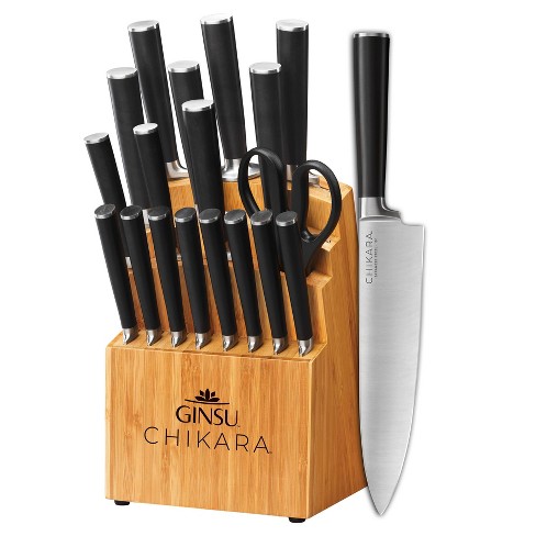 8-Piece Japanese Steel Knife Block Set with Built in Sharpener