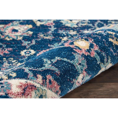 Elegant Fusion Floral Blue Rectangular Area Rug 7'10" x 10'6"