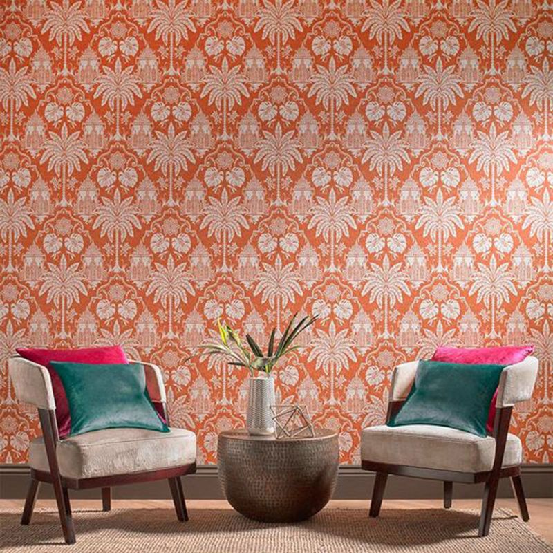 Imperial Orange Damask Paste the Wall Wallpaper, 2 of 5