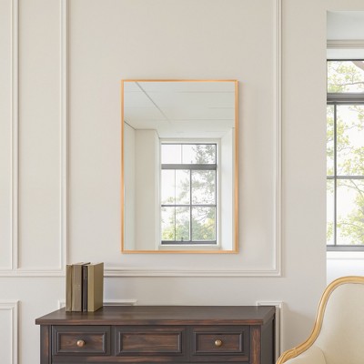 Lirago 38" x 26" Rectangle Hanging Bathroom Mirror with Gold Scratch-Resistant Aluminum Alloy Frame