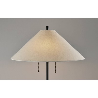 Palmer 22'' Black and Natural Wood Contemporary Floor Lamp