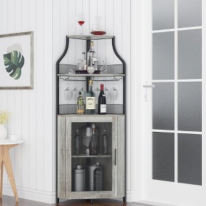 Corner Wine Cabinet with Removable Wine Rack - 1 of 4