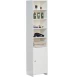 Basicwise Tall Freestanding Bathroom Laundry Storage Organizer Cabinet  Linen Tower, White