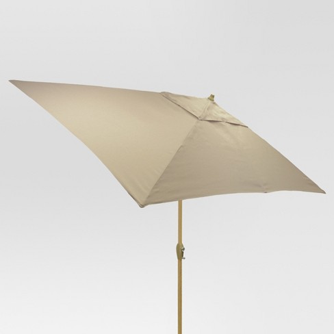 10 X 6 Rectangular Patio Umbrella Duraseason Fabric Tan Light Wood Pole Threshold Target
