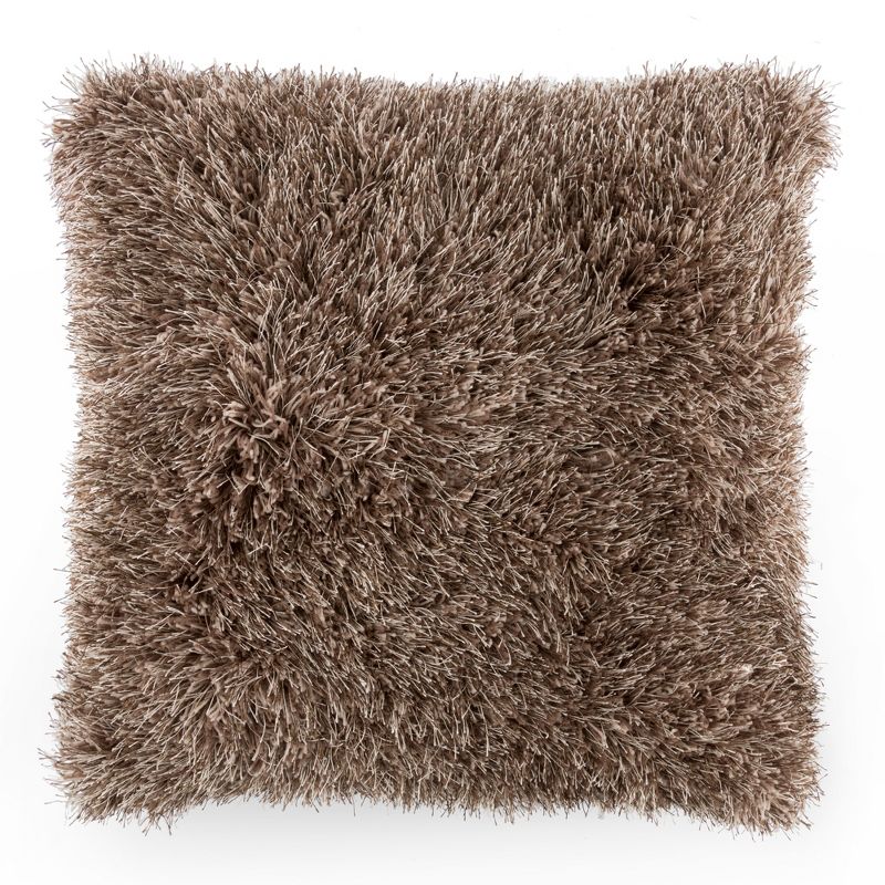 Hastings Home Oversized Luxury Square Plush Floor or Throw Pillow with Faux Fur for Bedroom, Living Room, or Dorm - Mocha, 2 of 7