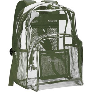 Clear Heavy Duty PVC Transparent Backpack - Extra Large Size with Reinforced Straps, Ideal for College - 1 of 4