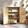 Outsunny Outdoor Storage Shed, Wooden Garden Storage Cabinet with Waterproof Asphalt Roof, 2 Shelves, Lockable Doors and Adjustable Feet - 3 of 4