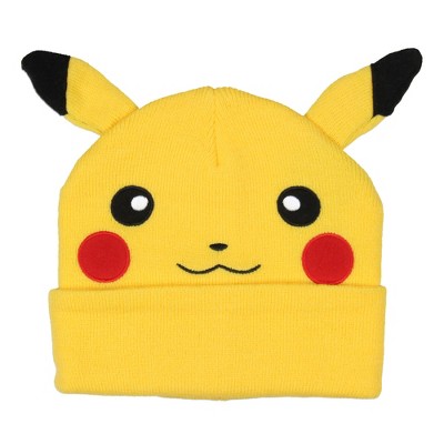 Pokemon Beanie Pikachu Embroidered Character Face Cuffed Knit Beanie ...