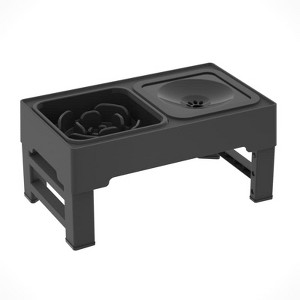 Dog Bowls, Stainless Steel Elevated Feeding Station with Slow Feeder - Adjustable Heights Raised Bowls for Dogs Cats, Black - 1 of 4