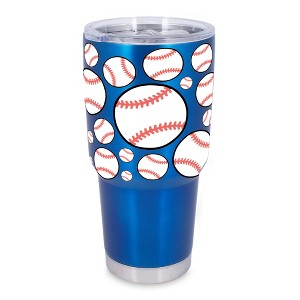 100 North 30 Ounce Stainless Steel On the Go Travel Tumbler With Push Top Lid, Baseball Blue - 1 of 4