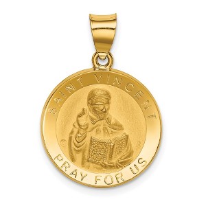 Black Bow Jewelry 14k Yellow Gold Hollow St. Vincent Medal Pendant, 18mm (11/16 Inch) - 1 of 4