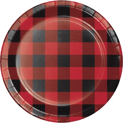  24ct Buffalo Plaid Dessert Plates Red 