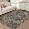 Vintage Distressed Area Rug, Large Machine Washable Rug for Living & Bedroom, Non-Slip,Stain Resistant Oriental Medallion Floor Carpet,Blue-Brown - 4 of 4