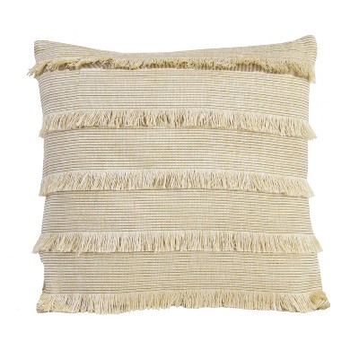 18"x18" Hillie Fringe Throw Pillow Bronze - Decor Therapy