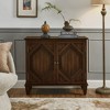Lirago Retro Wooden Sideboard Buffet Cabinet​​ 15.75"D x 29.96"H x 33.58"W Brown  Rectangle Decorative Storage Bathroom Cabinet - 2 of 4