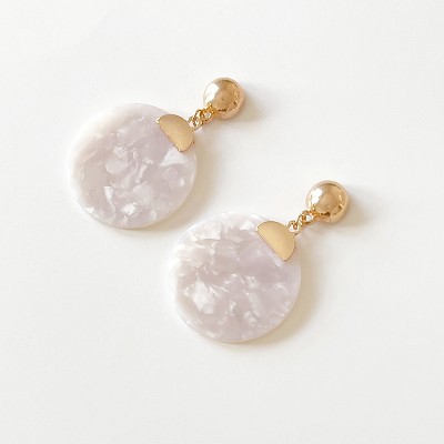 Sanctuary Project Statement White Disc Drop Earrings Gold