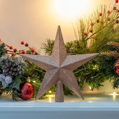 Champagne Glitter Plastic Star Christmas Tree Topper