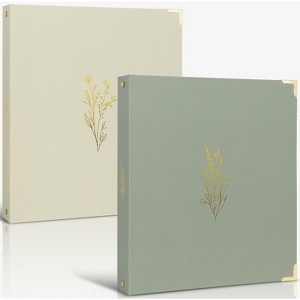 Aesthetic 3 Ring Binder Set of 2 - 1 Inch, Fits Letter Size - Beige-Green with Pockets - For School, Office, Work - Office Products - 1 of 4