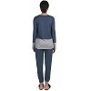 Memoi Women's 2 Piece Two Tone Blue and Gray Pajama Set - 3 of 4