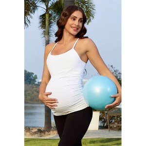 Attraco Women's Maternity Tank Tops Sport Tops with Built in Bra Seamless Y Back Side Ruched Pregnancy Tank Top - 1 of 4