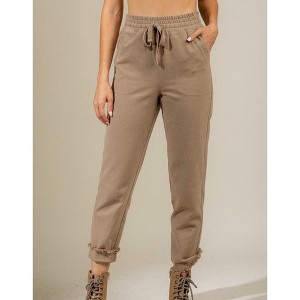 Women's Solid Cotton High Waist Twill Pant - VERY J - 1 of 2