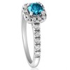 Pompeii3 1Ct Blue Diamond Cushion Halo Engagement Ring in 14k White Gold - 3 of 4