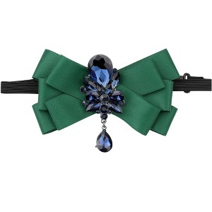 INSPIRE CHIC Women's Satin with Blue Rhinestone Bow Tie 1 Pc - 1 of 4