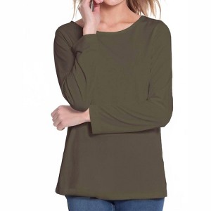 Women's Long Sleeve Scoop Neck Top - Multiples - 1 of 3