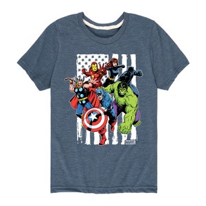 Boys' - Marvel - Avengers American Flag Short Sleeve Graphic T-Shirt - 1 of 4