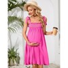 Women Maternity Dress Summer Sleeveless Midi Dresses for Photoshoot Baby Shower Adjustable Straps Nursing Dress - 2 of 4