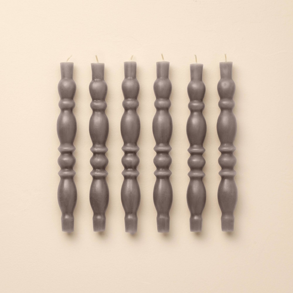 6pk 10" Spindle Taper Candles Gray - Hearth & Hand™ with Magnolia