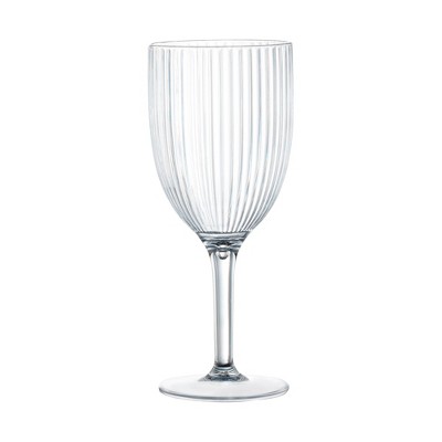 Smarty Had A Party 12 oz. Clear Stripe Round Plastic Wine Flutes - 48 pcs