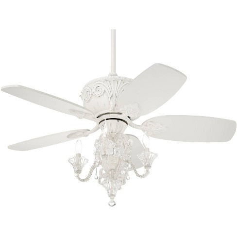 44 Casa Vieja Vintage Chic Ceiling Fan With Light Led Dimmable Crystal Chandelier Rubbed White Living Room Kitchen Bedroom Target