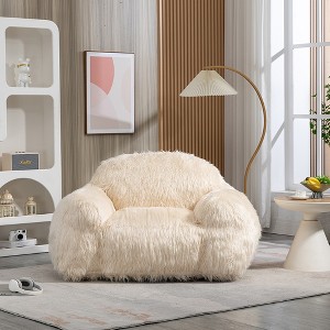Modern Bean Bag Chair, Lazy Faux Fur Sofa Chair, Accent Chair with Armrests for Bedroom, Living Room, Dining Room - 1 of 4