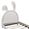 CAVINAS Full Size Platform Bed Modern Wooden Bed Frame with Rabbit Shape Headboard and Upholstered Leather for Bedroom - 4 of 4