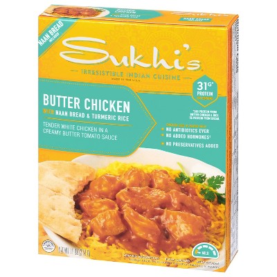 Sukhi's Indian Butter Chicken Curry with Naan Bread & Turmeric Rice Frozen Meal - 11oz
